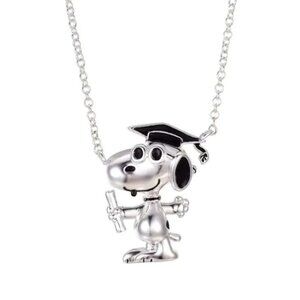 Snoopy Graduated PEANUTS Silver Plated "Snoopy" Graduation Pendant Necklace